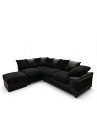 Dino Fabric Left Hand Facing Corner Sofa Foam Seating Black-Black - thumbnail 2