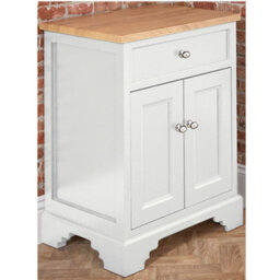 Homestylestore 645mm Antique White And Oak Bathroom Vanity Unit With Chrome Round Handles - thumbnail 1