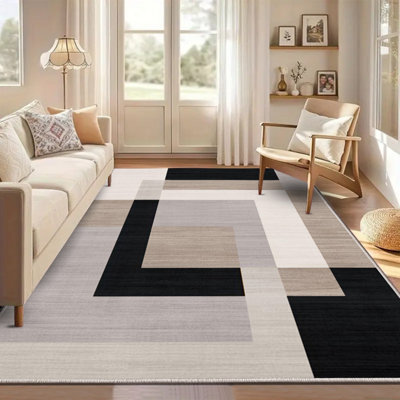 Aspire Homeware Luxury Large Rug, Non-Slip Plush Living Room Bedroom Area Carpet, Cosy Floor Rug Milo Neutral (L)230 X (W)160Cm