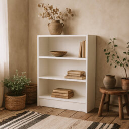 Wyld Haus Amberfern White Wooden Low Wide Bookcase, 2 Shelves, 790 X 267 X 1072 mm - thumbnail 1