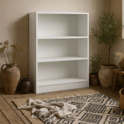 Wyld Haus Amberfern White Wooden Low Wide Bookcase, 2 Shelves, 790 X 267 X 1072 mm - thumbnail 3