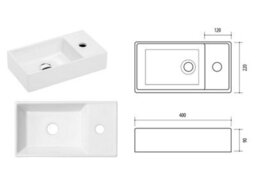 Impact Furniture Bathroom Vanity Unit With Basin Small Sink For Cloakroom White Gloss Wall Hung Cabinet Avir - thumbnail 7