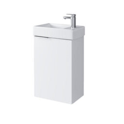 Impact Furniture Bathroom Vanity Unit With Basin Small Sink For Cloakroom White Gloss Wall Hung Cabinet Avir - thumbnail 4