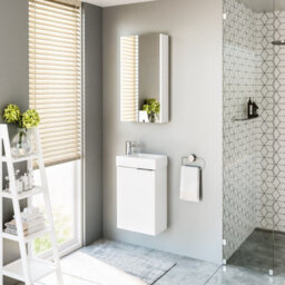 Impact Furniture Bathroom Vanity Unit With Basin Small Sink For Cloakroom White Gloss Wall Hung Cabinet Avir - thumbnail 9