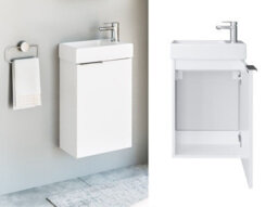 Impact Furniture Bathroom Vanity Unit With Basin Small Sink For Cloakroom White Gloss Wall Hung Cabinet Avir - thumbnail 2