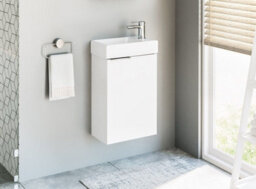 Impact Furniture Bathroom Vanity Unit With Basin Small Sink For Cloakroom White Gloss Wall Hung Cabinet Avir