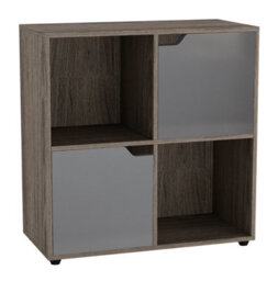 Urbn-Living Urbnliving 4 Cube Anthracite Oak Wooden Bookcase Shelving Display Shelves Storage Unit Wood Shelf Grey Door - thumbnail 4