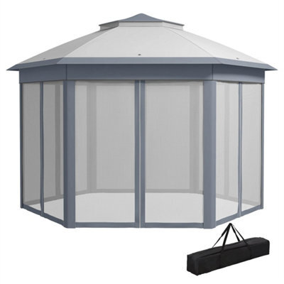 3X4M Hexagon Gazebo W/ Mesh Curtains Outdoor Garden - image 1