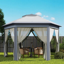 3X4M Hexagon Gazebo W/ Mesh Curtains Outdoor Garden - thumbnail 3