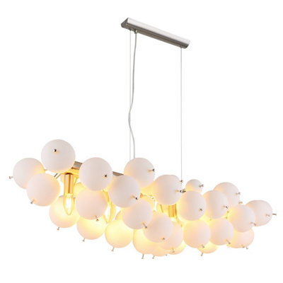 Luminosa Lighting Luminosa Udo Bar Pendant Ceiling Light Nickel Matt Balls Opal Glass Shade 6X E14 - image 1