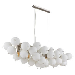 Luminosa Lighting Luminosa Udo Bar Pendant Ceiling Light Nickel Matt Balls Opal Glass Shade 6X E14 - thumbnail 2