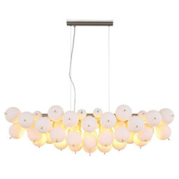 Luminosa Lighting Luminosa Udo Bar Pendant Ceiling Light Nickel Matt Balls Opal Glass Shade 6X E14 - thumbnail 3