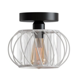 Ledsone Modern Crystal Chandelier E27 Semi Flush Ceiling Light, White, 18Cm, Incl. Bulb