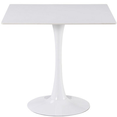 White Ceramic Dining Table Solid Metal Base Square Dinner Kitchen Furniture - image 1