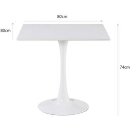White Ceramic Dining Table Solid Metal Base Square Dinner Kitchen Furniture - thumbnail 2