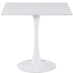 White Ceramic Dining Table Solid Metal Base Square Dinner Kitchen Furniture - thumbnail 1