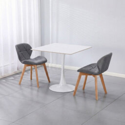 White Ceramic Dining Table Solid Metal Base Square Dinner Kitchen Furniture - thumbnail 6