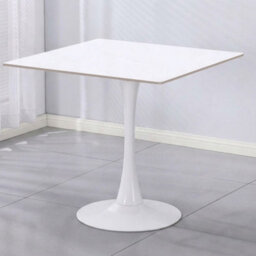 White Ceramic Dining Table Solid Metal Base Square Dinner Kitchen Furniture - thumbnail 4