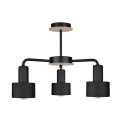 Luminosa Lighting Luminosa Luce Multi Arm Semi Flush Ceiling Light Black, Wood, 44Cm, 3X E27