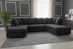 Stratus Interiors Easton Large U-Shaped Sofa In Soft Velvet Fabric - Spacious Modern Design (190 X 310 X 190 Cm) - thumbnail 1