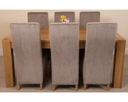 That's Furniture Kuba 180 X 90 Cm Chunky Oak Dining Table And 6 Chairs Dining Set With Lola Grey Fabric Chairs - thumbnail 2