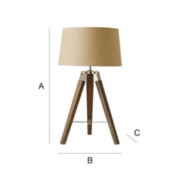 Valuelights Clipper Modern Distressed Wood And Silver Chrome Tripod Table Lamp With Beige Light Shade - thumbnail 7