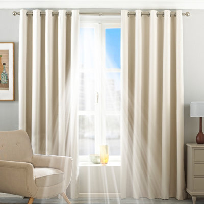 Riva Home Thermal Blackout Eyelet Curtain Pair Ivory (W)117Cm X (D)137Cm - image 1