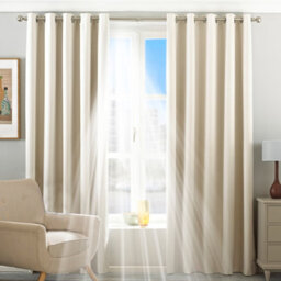 Riva Home Thermal Blackout Eyelet Curtain Pair Ivory (W)117Cm X (D)137Cm