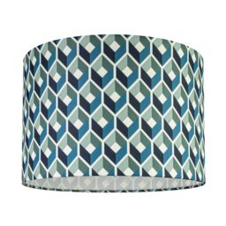 Printed Blue & Green Geometric Cylinder Lamp Shade (D)30Cm - thumbnail 2
