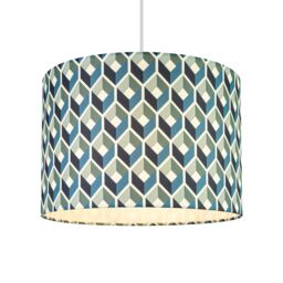 Printed Blue & Green Geometric Cylinder Lamp Shade (D)30Cm - thumbnail 3