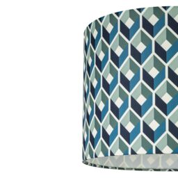 Printed Blue & Green Geometric Cylinder Lamp Shade (D)30Cm - thumbnail 4