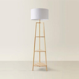 Valuelights Hiru Natural 3 Tier Shelf Floor Lamp With White Drum Shade - thumbnail 3