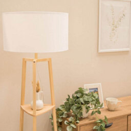 Valuelights Hiru Natural 3 Tier Shelf Floor Lamp With White Drum Shade - thumbnail 6