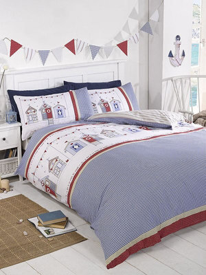 Beach Hut Double Duvet Cover And Pillowcase Set