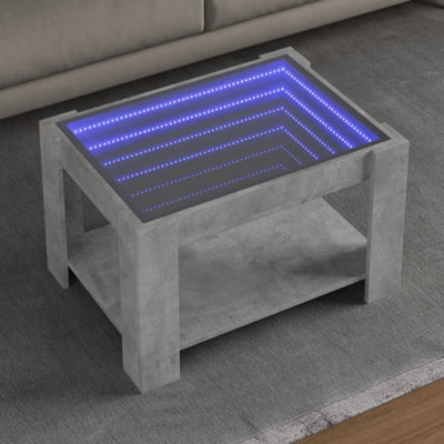 Berkfield Coffee Table With Led Concrete Grey 73X53X45 Cm Engineered Wood - image 1