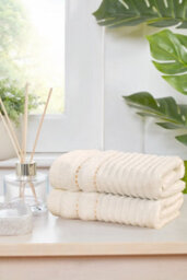 Rapport Home Linear Pure Cotton Face Towel Ivory Cream