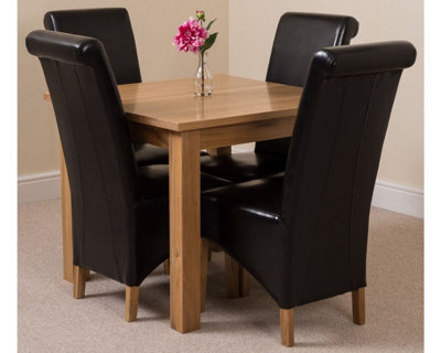 That's Furniture Oslo 90 X 90 Cm Oak Small Dining Table And 4 Chairs Dining Set With Montana Black Leather Chairs - image 1
