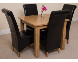 That's Furniture Oslo 90 X 90 Cm Oak Small Dining Table And 4 Chairs Dining Set With Montana Black Leather Chairs - thumbnail 3