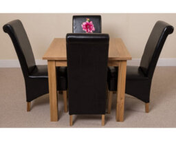 That's Furniture Oslo 90 X 90 Cm Oak Small Dining Table And 4 Chairs Dining Set With Montana Black Leather Chairs - thumbnail 2