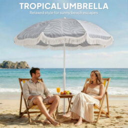 Outsunny 1.8 M Beach Umbrella Parasol With Sand Anchor, 30 Tilt, Light Grey - thumbnail 4