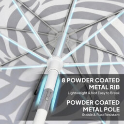 Outsunny 1.8 M Beach Umbrella Parasol With Sand Anchor, 30 Tilt, Light Grey - thumbnail 8