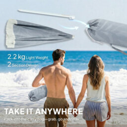 Outsunny 1.8 M Beach Umbrella Parasol With Sand Anchor, 30 Tilt, Light Grey - thumbnail 9