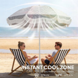 Outsunny 1.8 M Beach Umbrella Parasol With Sand Anchor, 30 Tilt, Light Grey - thumbnail 6