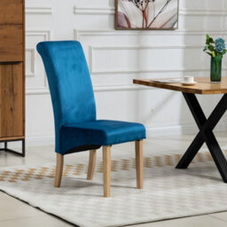 Rimini Velvet Fabric Dining Chairs - Set Of 2 - Blue - thumbnail 3