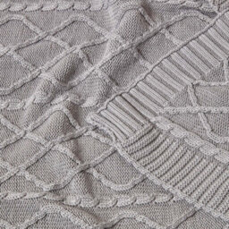 Homescapes Grey Diamond Cable Knit Cotton Throw, 150 X 200 Cm - thumbnail 4