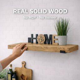 Mkgt Handcrafted Rustic Wooden Floating Shelf, Solid Wood Made In Uk Wall Mounted (Dark Oak, 120Cm) - thumbnail 7