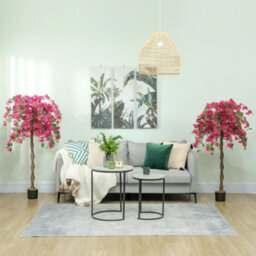 Homcom Set Of 2 Decorative Artificial Plants Fake Plants Red - thumbnail 8