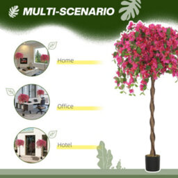 Homcom Set Of 2 Decorative Artificial Plants Fake Plants Red - thumbnail 5