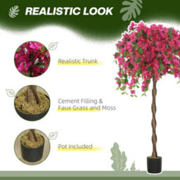 Homcom Set Of 2 Decorative Artificial Plants Fake Plants Red - thumbnail 4