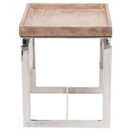 Pacific Lifestyle Antique Mango Wood Square Side Table With Silver Steel Frame And Lipped Top 46Cm, Evelyn - thumbnail 5